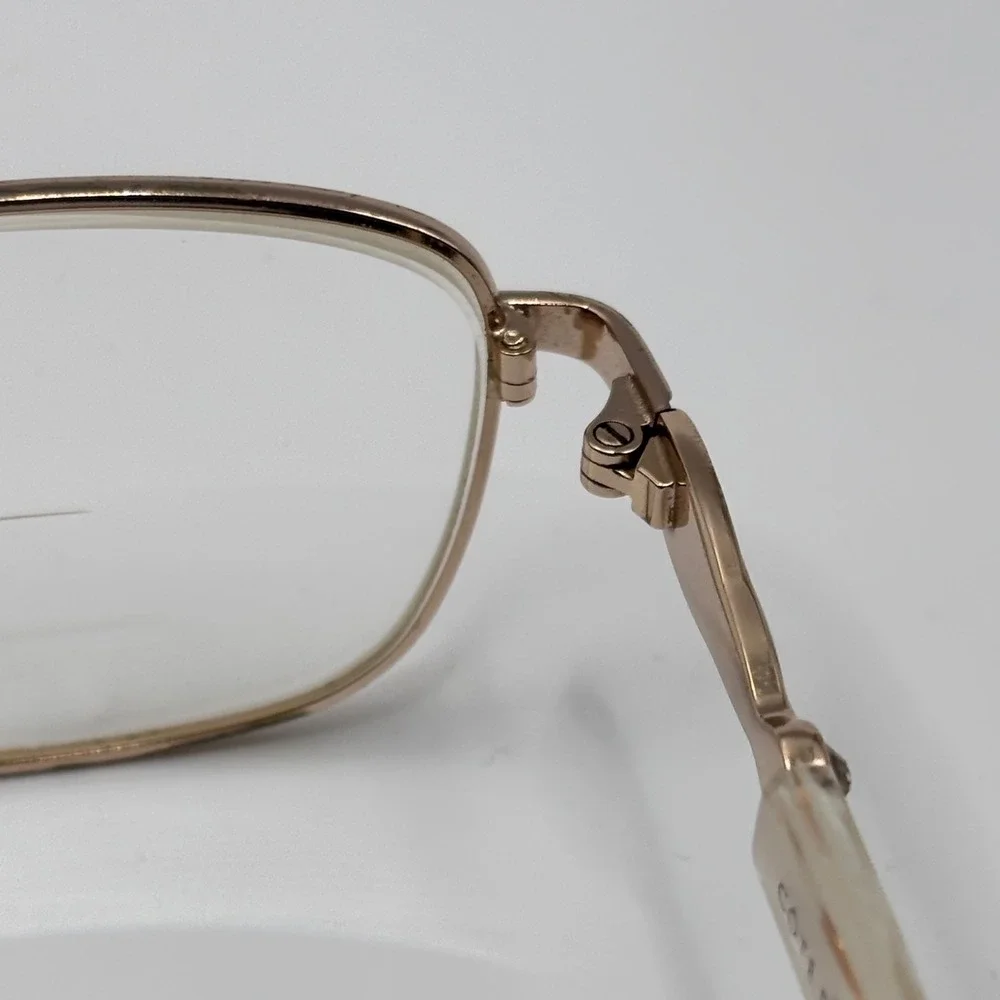 Vintage Librarian Eyeglasses Côte d'Azur‎ 53-17-135 Gold Metal Rhinestone Italy